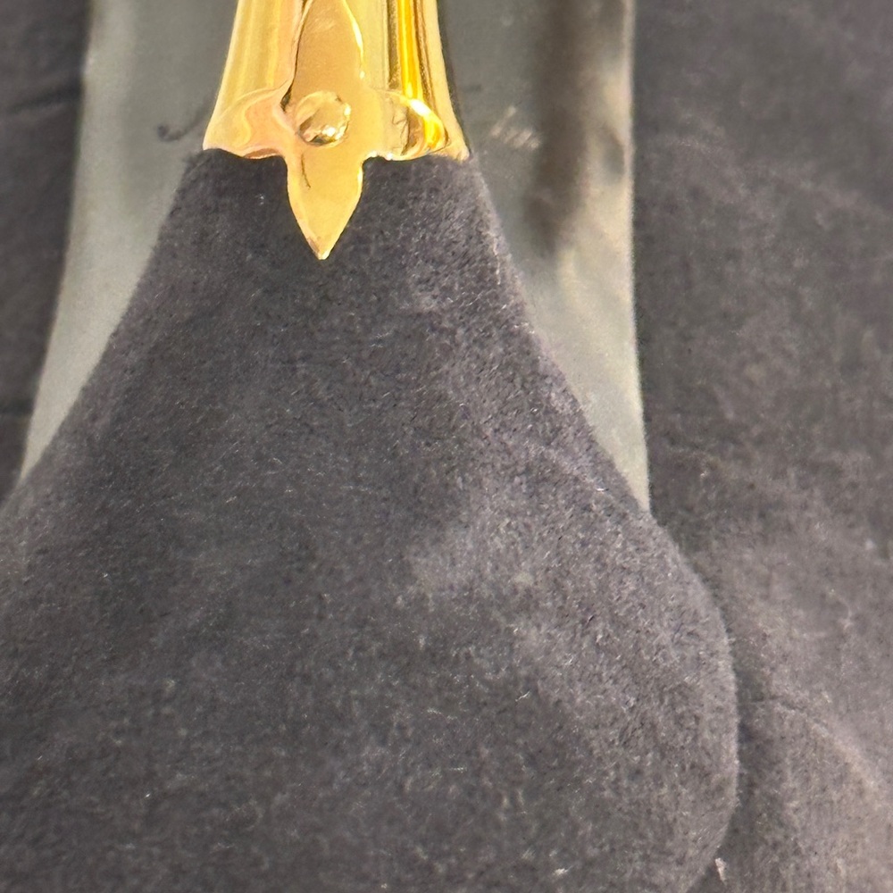 Louis Vuitton Black and Gold Peep-Toe Heels - Picture 9 of 16